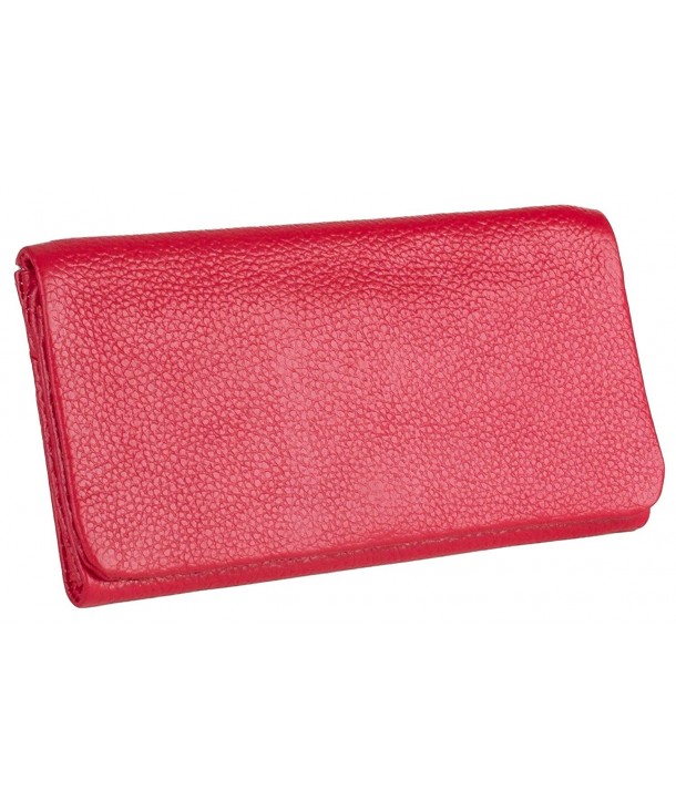 Women's Genuine Leather Tri-Fold Wallet - Red - CK12BW1NMKR
