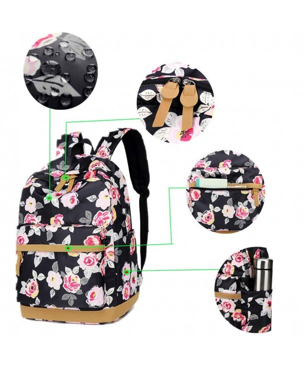 Cute floral backpack canvas backpack school bookbag travel rucksack for ...