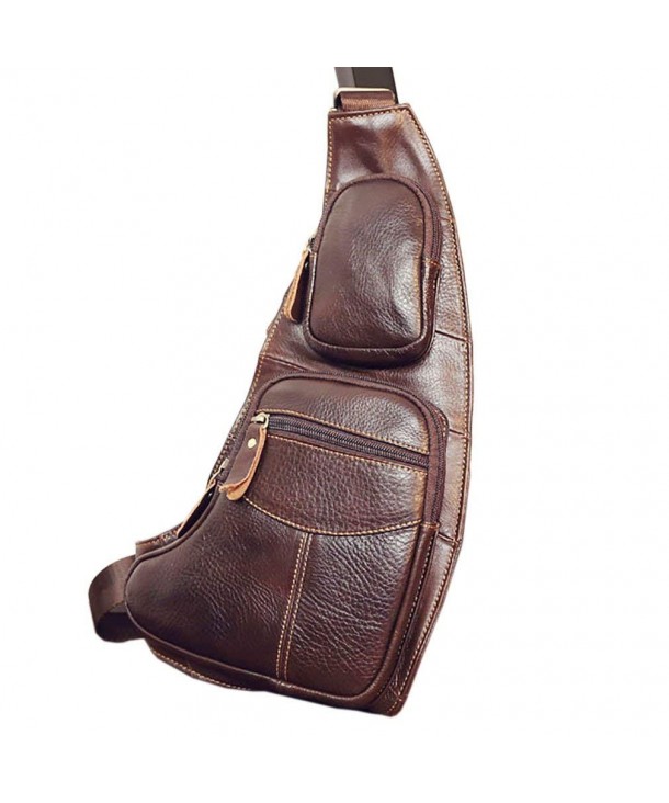 Men's Vintage Genuine Leather Chest Bag Tactical Military Shoulder ...