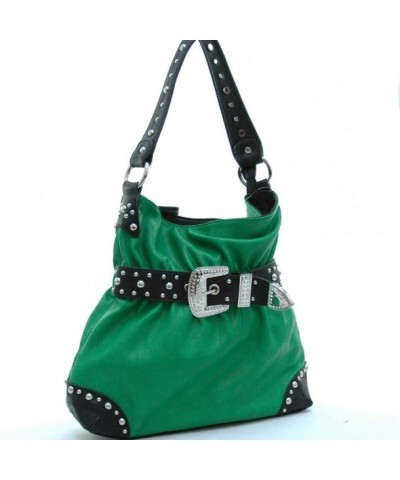 Dasein Rhinestone buckle front Green