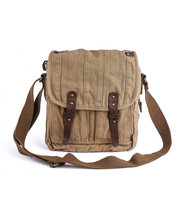 Vintage Canvas Messenger Bag Small Unisex Shoulder Satchel- Khaki ...