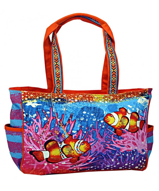 Clown Fish at Play in Sea Anemone Garden Medium Tote Bag - CR12DK19VU7