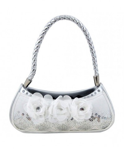 Sequined Rose Purse Holder White