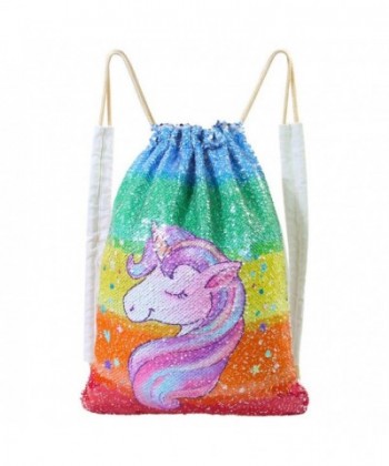 Basumee Unicorn Reversible Drawstring Backpacks