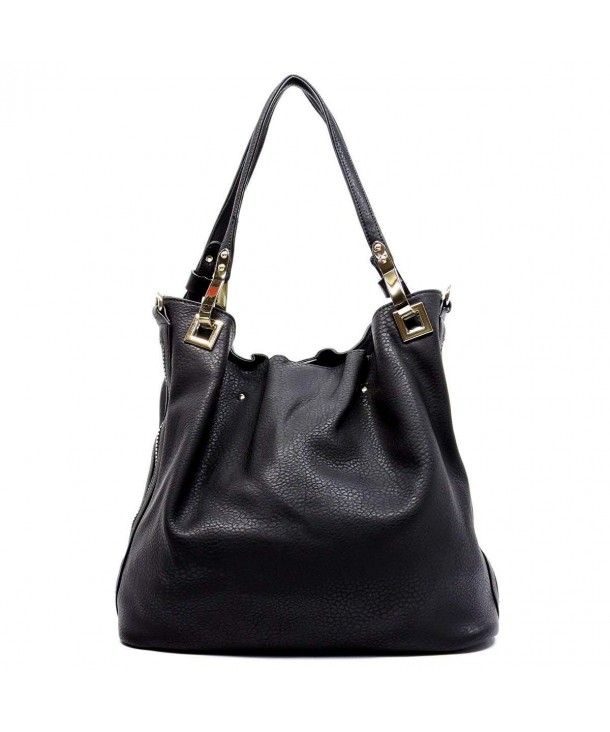 Side Zip Shoulder Handbag - Black - C517YH67532