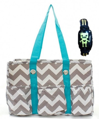 Chevron Print Quilted Tote Bag AQUA