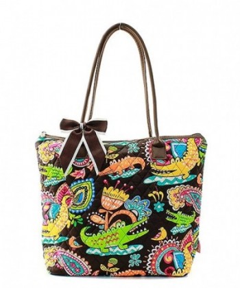 Quilted Crocodile Print Tote Bag