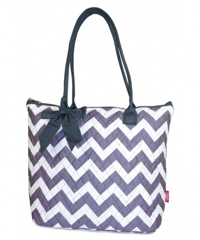 Quilted Grey Chevron Tote Bag