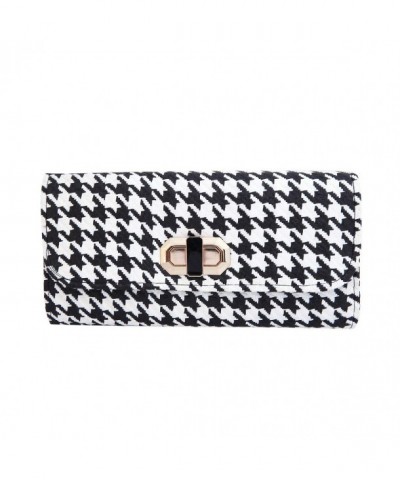 Classic Houndstooth Turnlock Clutch Handbag