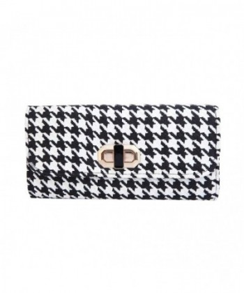 Classic Houndstooth Turnlock Clutch Handbag