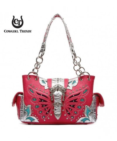 Western Butterfly Pattern Handbag Fuchsia