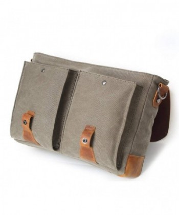 Vintage Leather Messenger Bag Canvas Shoulder School Book Bag Fit For ...