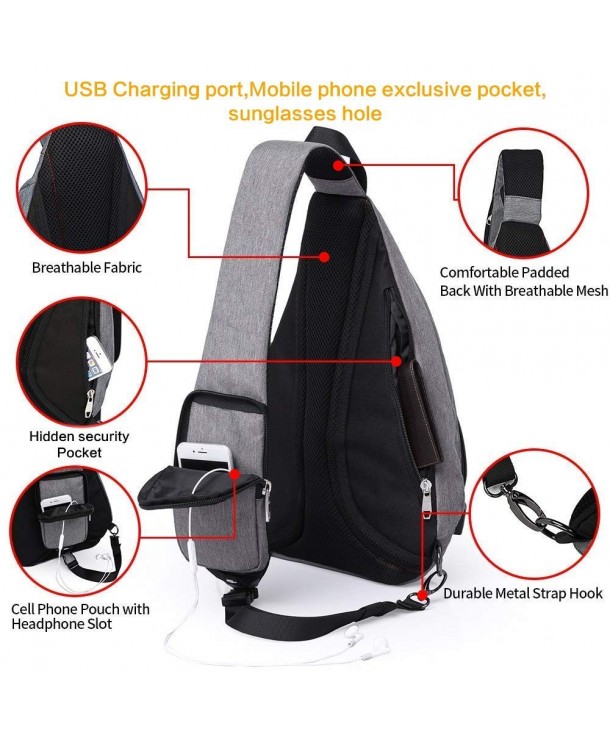 Sling Bag for Travel Anti Theft Crossbody Backpack for Men Boy(gray ...