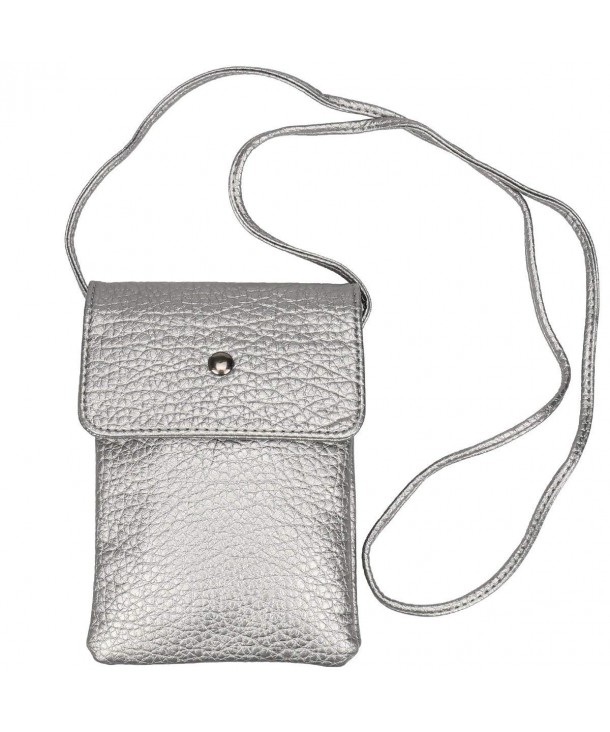 Small Crossbody Bag Pu Leather Mini Cell Phone Purse Wallet. - Silver ...