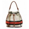 Diophy Plaid Zip top Drawstring Bucket