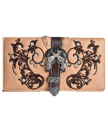 Western Rhinestone Checkbook Wallet Clutch