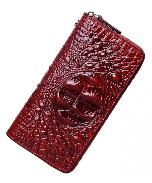 PIJUSHI Wristlet Wallet Crocodile Leather