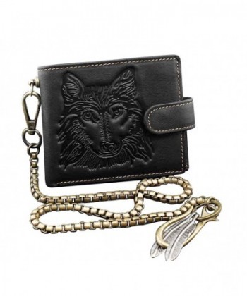 Wolf Holder Leathr Wallet Keychain