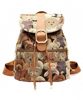 Win8Fong Vintage Printing Backpack Coffee