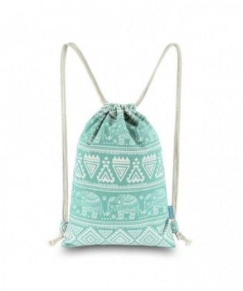 Miomao Drawstring Backpack Elephant Geometric