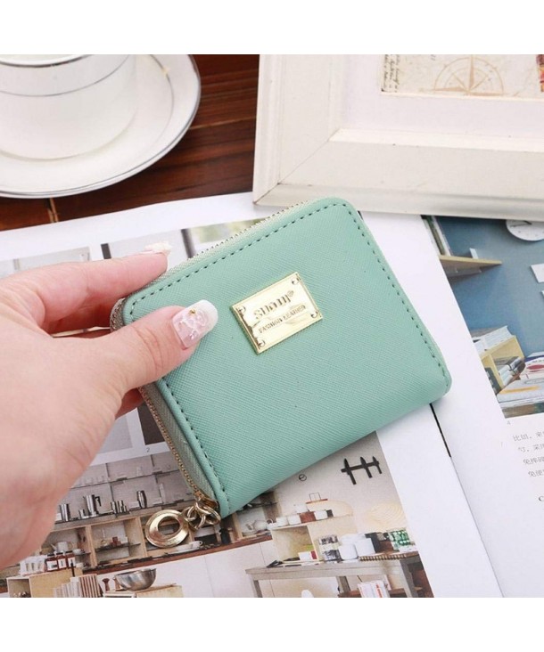Clutch Purse- Women Small Wallet Card Holder Zip Purse (Mint Green ...