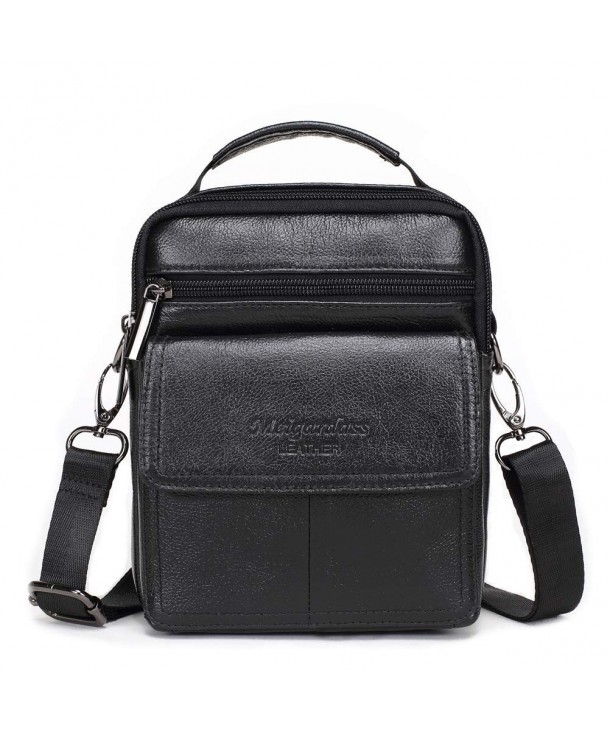 Men's Genuine Leather Small Messenger Bag Shoulder Bag Briefcase ...