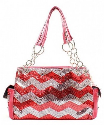 Sequin Chevron Stripe Satchel Handbag