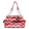 Sequin Chevron Stripe Satchel Handbag