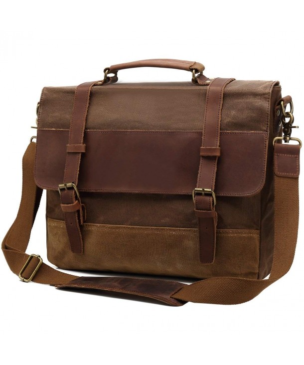 Briefcase Messenger Waterproof Shoulder - Brown - C318E497YIQ