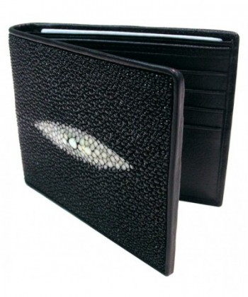 Stingray Leather Bi Fold Wallet Black