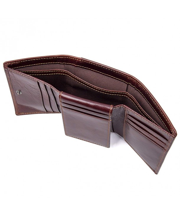 Mens Trifold Genuine Leather Wallet Vintage RFID Blocking Wallet Credit ...