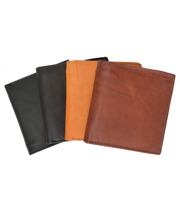 Leather Bi-fold Mens Wallet Black 2192CF - Black - CW115IWSBLH