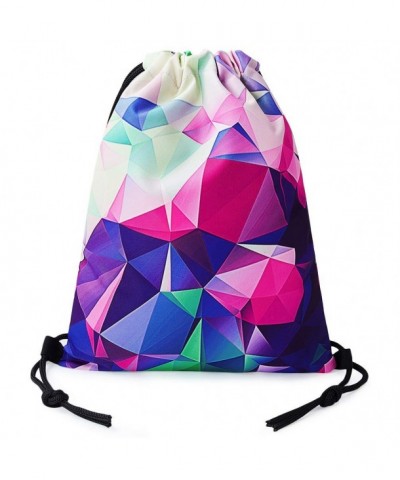 TUONROAD Drawstring Backpack Geometric Colorful
