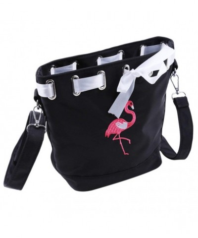 Flamingo Drawstring Bucket Shoulder Crossbody