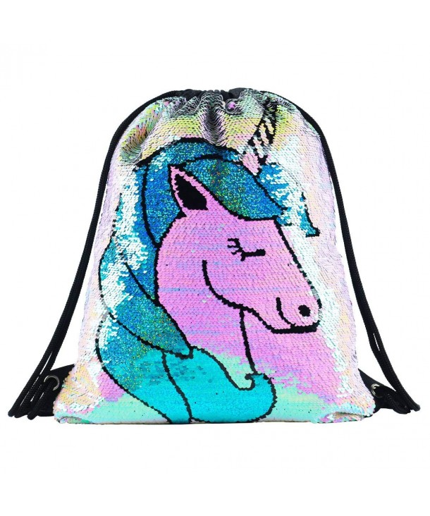 Drawstring Backpack Glittering Reversible DB UnicornStyle
