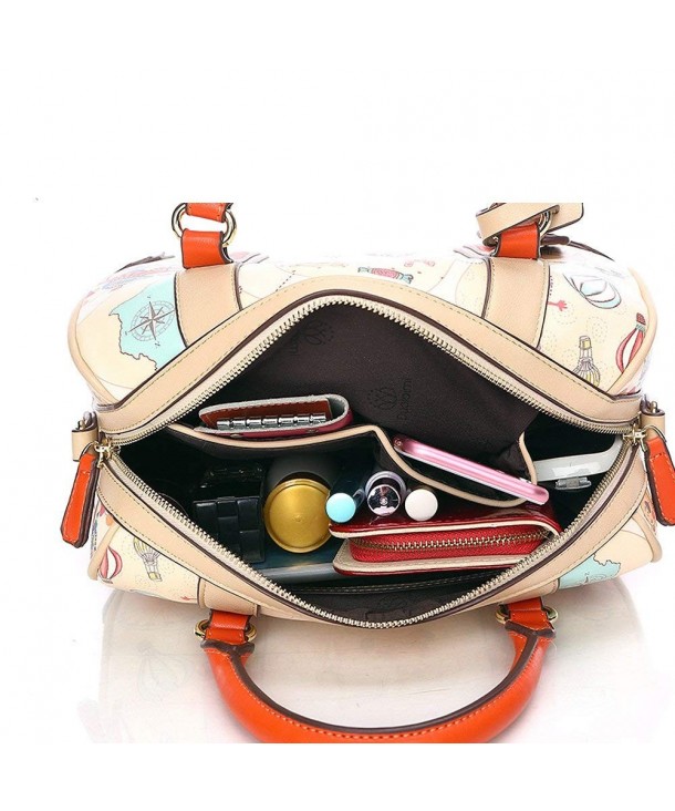 Lovely Varicolored Cartoon Pattern Leather Top Handle Handbag Barrel ...