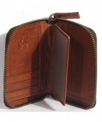Genuine Leather Zip around Bifold Wallet
