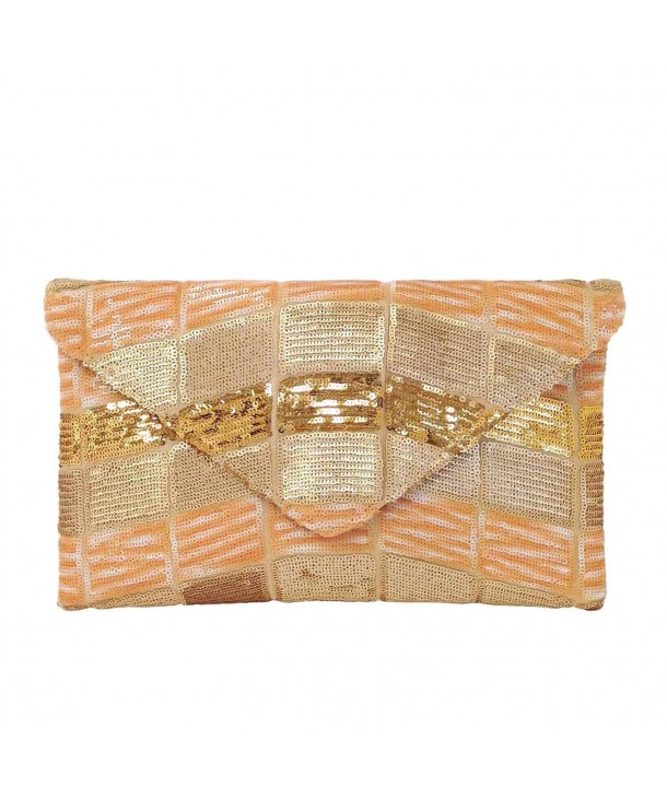 Multicolor Sequin Evening Clutch Gold