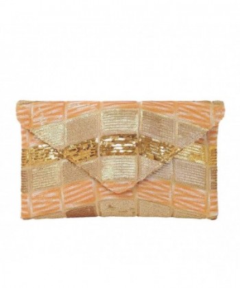 Multicolor Sequin Evening Clutch Gold