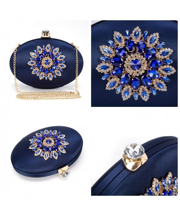 Womens Vintage Floral Crystal Oval Large Evening Bags - Blue - CL12KVISV49