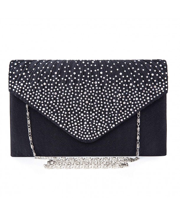 Evening Clutch- Womens Satin Rhinestone Envelope Clutch Purse For ...