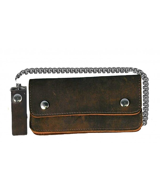 Leather Biker Billfold Wallet Distressed