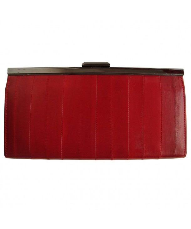 Rainbow Women's Genuine Eel Skin Leather Frame Clutch Wallet - Red ...