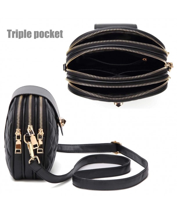 Small Crossbody Bag for Women Triple Zip Pocket Shoulder Bags Ladies ...