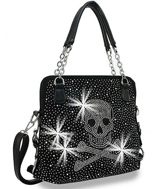 Rhinestone Skull Purse Convertable Shoulder bag 1512 Black - CE12L4FM98R