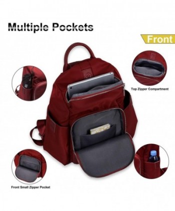 Backpack Multi Pockets Resistant Backpacks - Burgundy - CX18I8AY74I