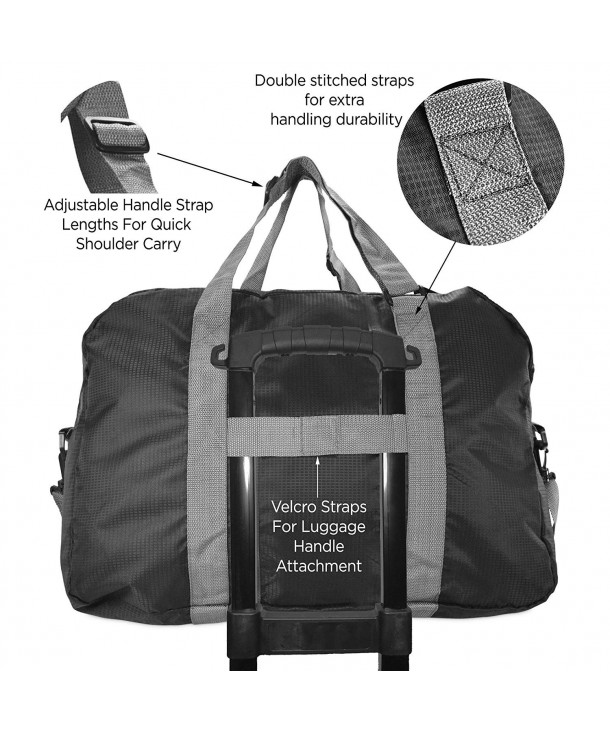 Foldable Travel Bag Packable Duffle Duffel Bag Carry On Black - Black ...