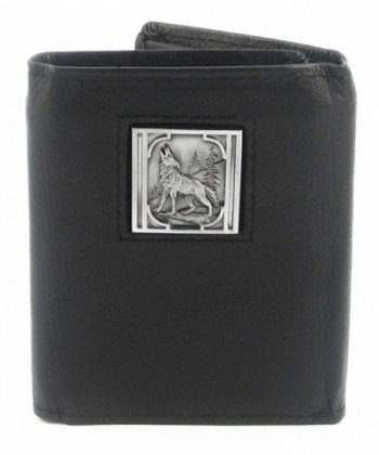 Howling Wolf Leather Tri fold Wallet