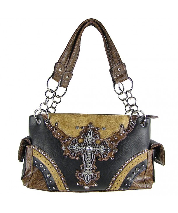 Western Leather Rhinestone Shoulder Handbag