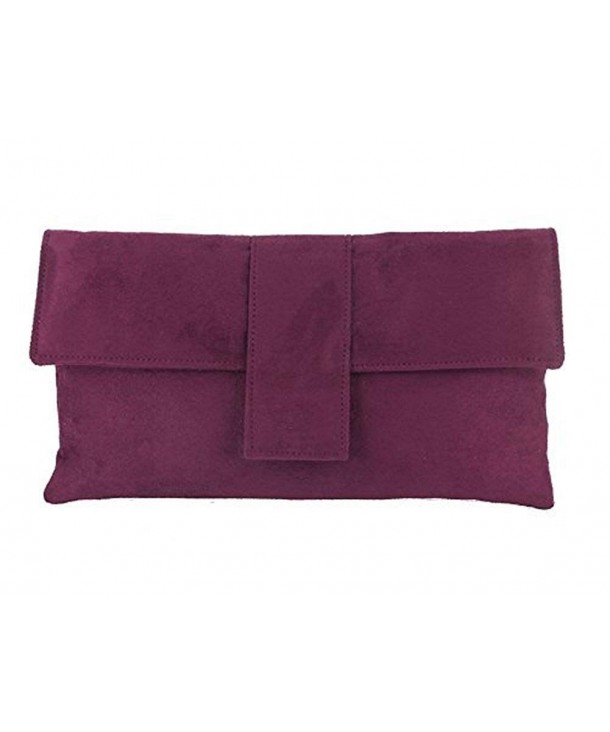 Womens Elegant Faux Suede Clutch Bag/Shoulder Bag Occasion Wedding Party Prom Bag - Raspberry ...